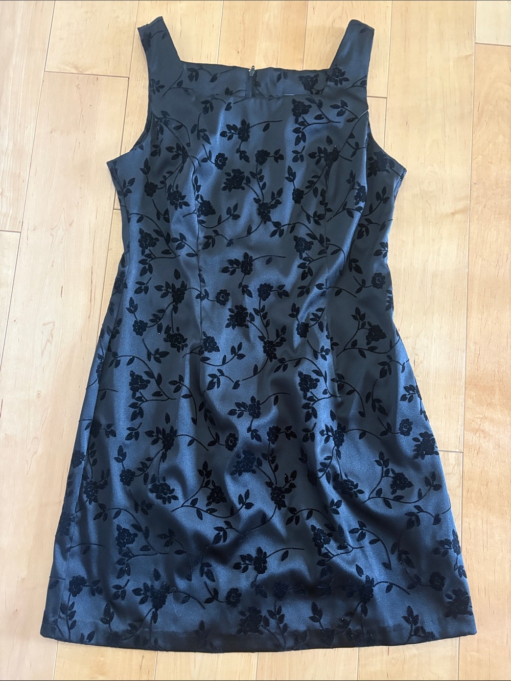 City Triangles Black Floral Burnout Square-Neck Mini Dress
